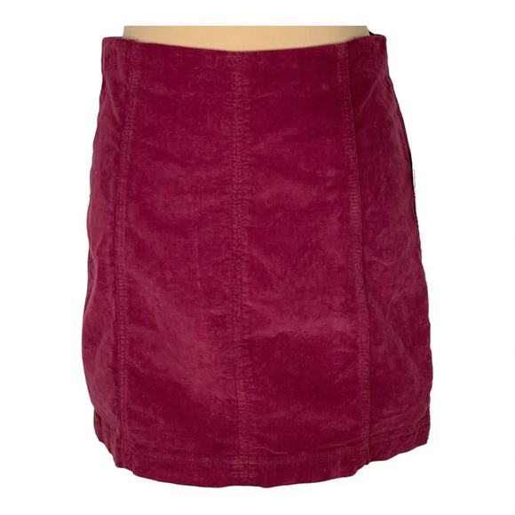 Free People Modern Femme Corduroy Mini Skirt New sz 10 Mulberry Color - Picture 4 of 11